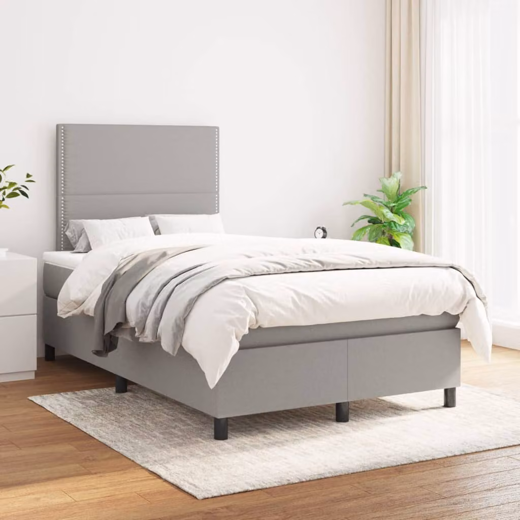 vidaXL Letto Ibrido con Giroletto a Molle e Materasso a Tasche Grigio Chiaro e Bianco L/P/H: 200 x 120 x 40 cm