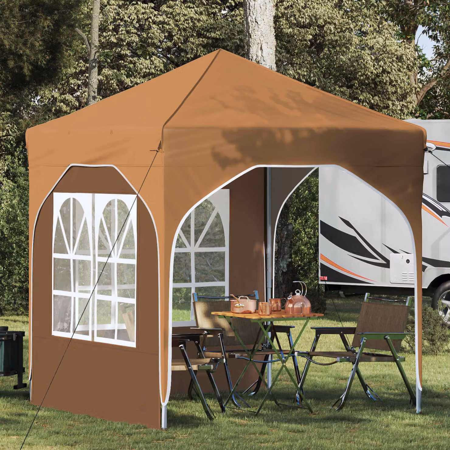 vidaXL Tenda per feste pop-up beige L: 192 cm, P: 192 cm, H: 245 cm