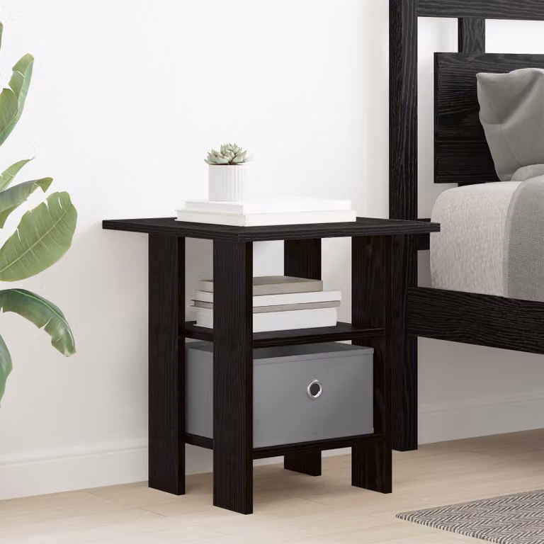 Comodino moderno vidaXL in legno MDF nero L 41 cm x P 40 cm x H 45 cm