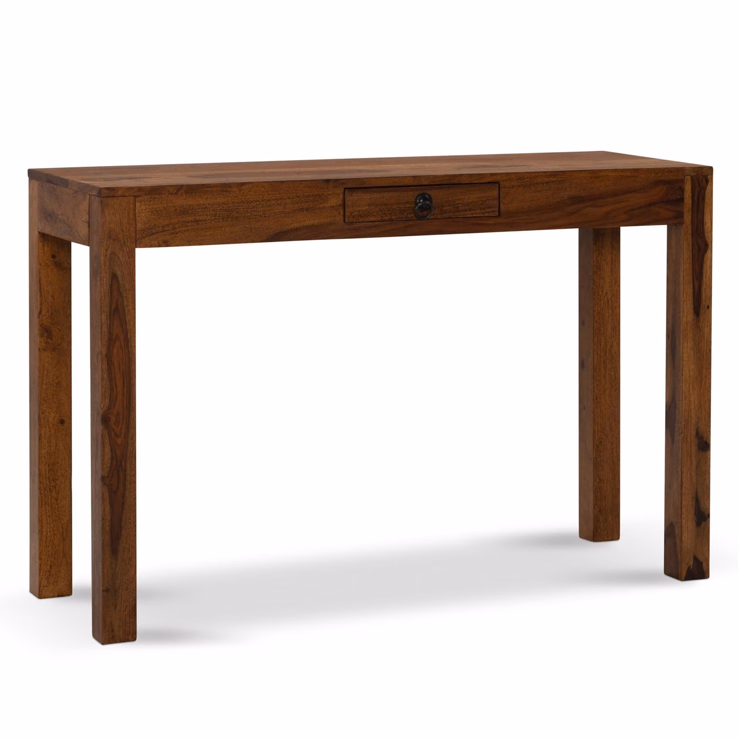 WOHNLING scrivania 118x40x76 cm in legno massiccio di sheesham scrivania per computer con cassettiera scrivania per ufficio casa tavolo in legno massiccio stretto salvaspazio