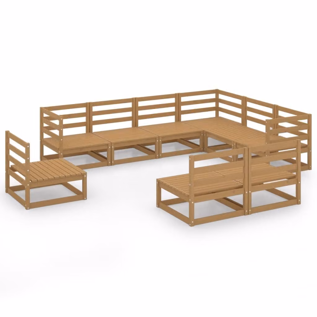 vidaXL Set 9 pezzi per salotto da giardino in legno di pino massiccio marrone miele