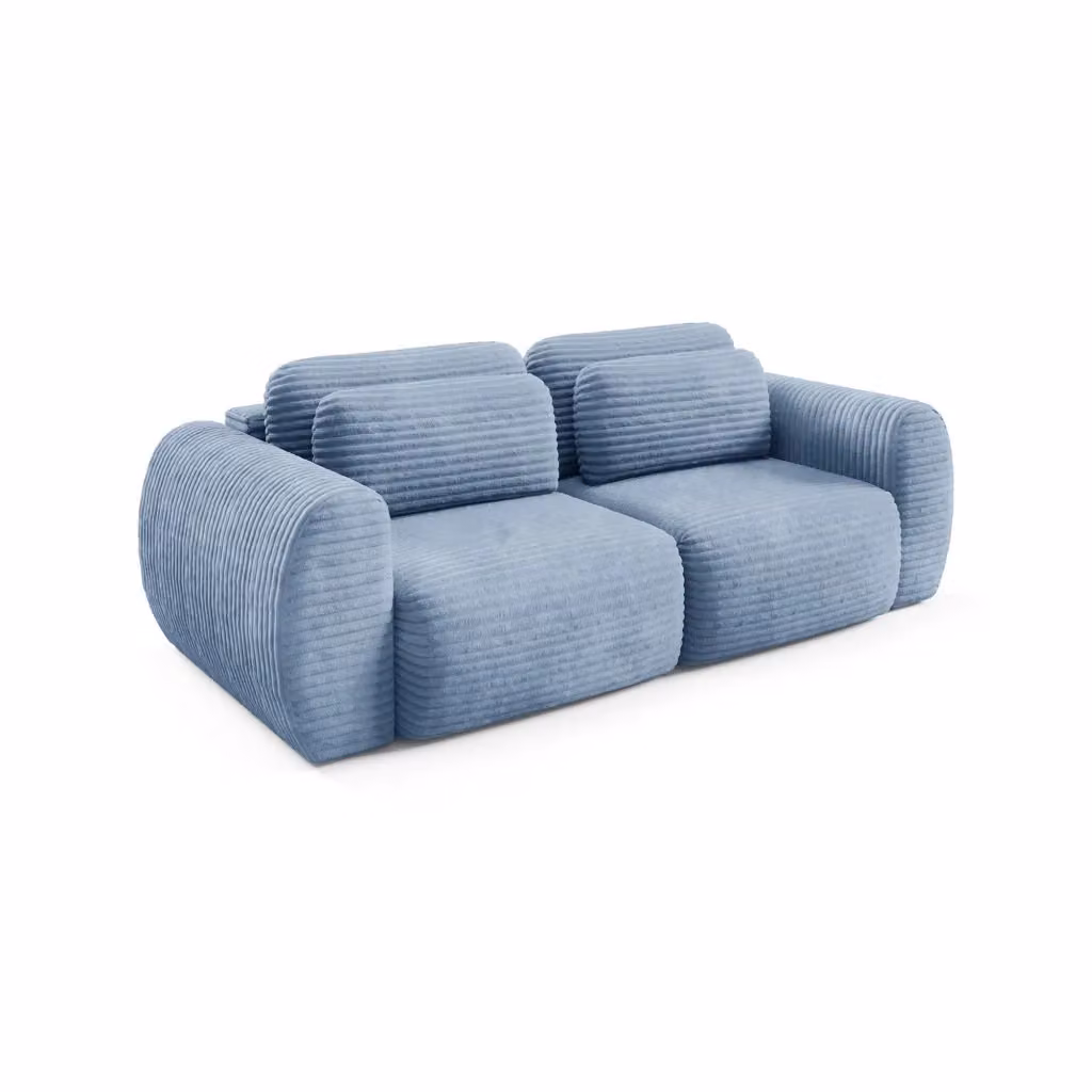 Divano Letto 2 Posti con Contenitore DMORA Golgi Blu L: 266 cm, P: 121 cm – 2