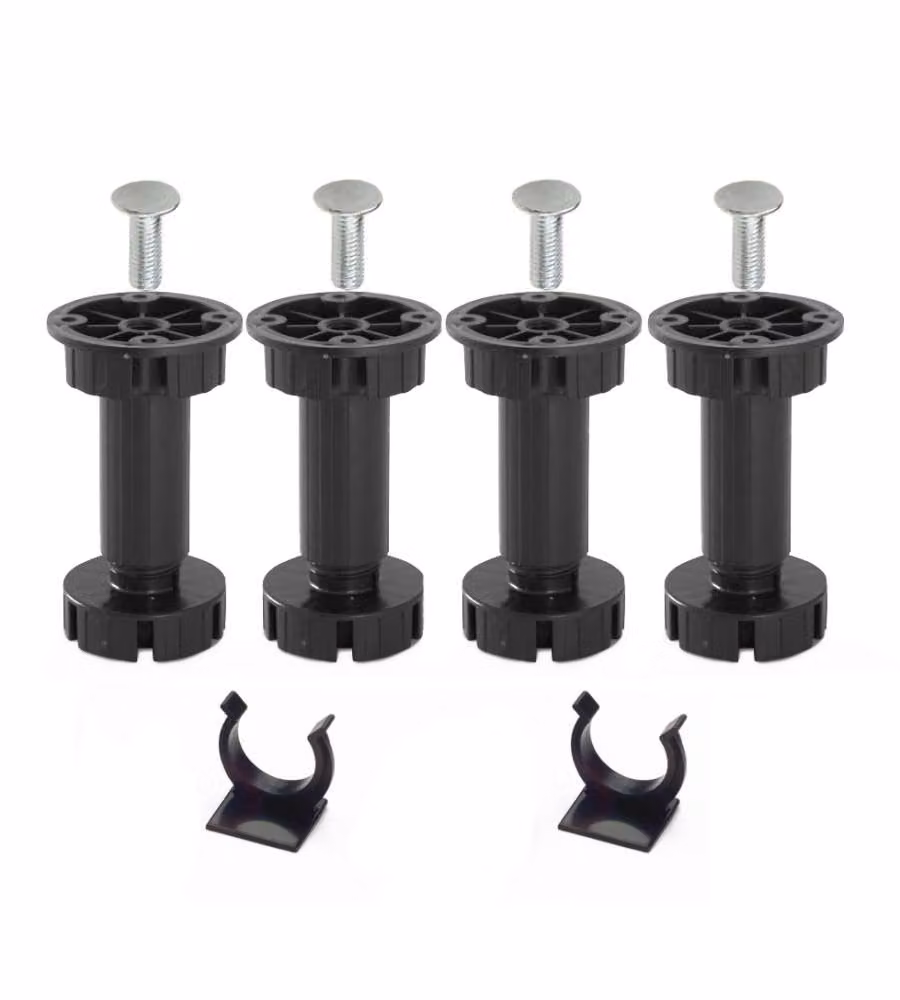 Kit Piedi Tondi Regolabili 4 Pezzi 28 - H. 100 mm. con viti e clip