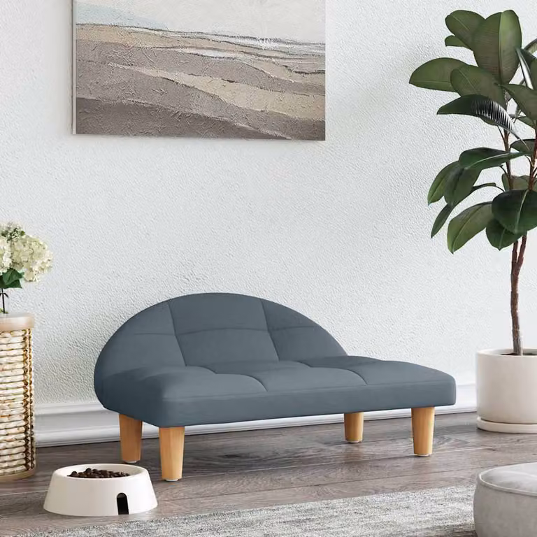 vidaXL Lettino per Cani Moderno in Tessuto Grigio e Blu L: 70 cm, P: 52 cm, H: 30 cm