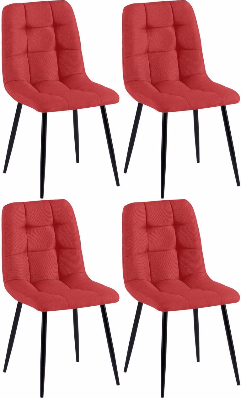 Confortevole sedia da pranzo - Sala da pranzo - Look moderno, ottimo comfort di seduta, protezione del pavimento. Colore: rosso