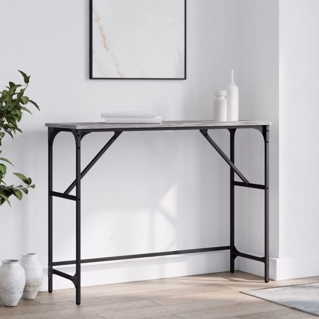 vidaXL Tavolo Consolle in Legno Multistrato Grigio Sonoma L: 100 cm, P: 32 cm, H: 75 cm