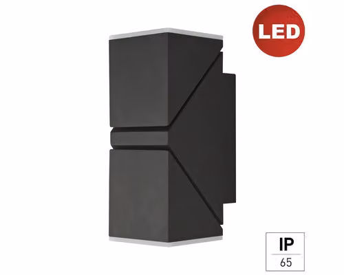Lampada da parete esterna a LED, modello E2 Lyra, grado di protezione IP65, 12W, 1700 lumen, 4000K, colore antracite