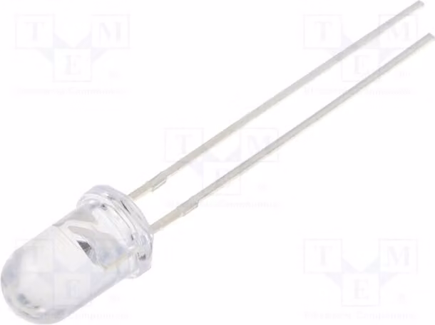 2 LED, luce calda, 5mm, 1mA, 2,6÷3,3V, angolo di emissione 15°, 1560÷2180 mcd, modello OSM5DK5111A-1MA, diodi LED a montaggio su circuito stampato (THT)