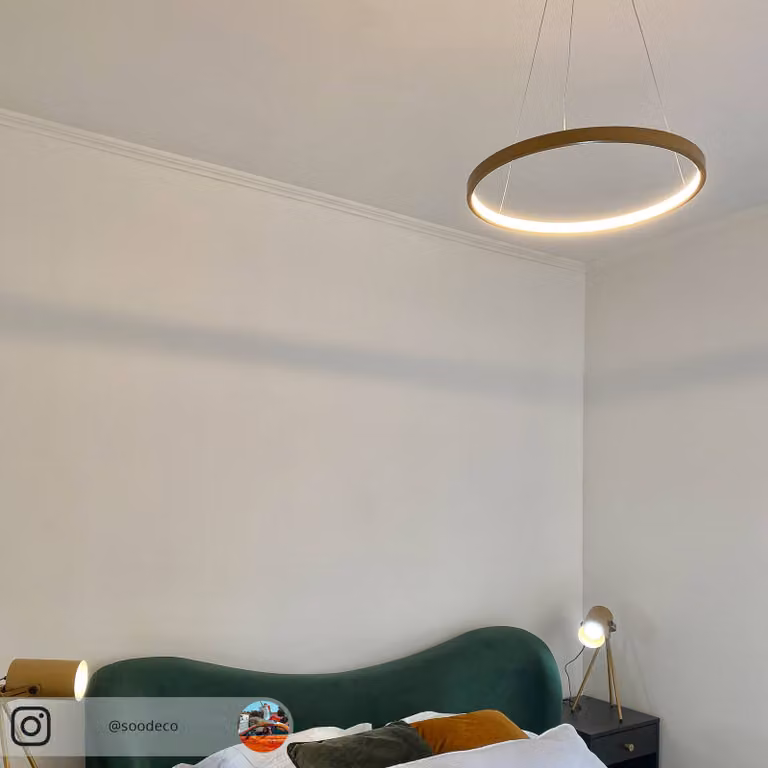 JUST LIGHT. GmbH Lampada LED a sospensione Circle, oro, Ø 39 cm Circle, Ottone / Oro, Soggiorno / Sala da pranzo, Metallo, Moderno