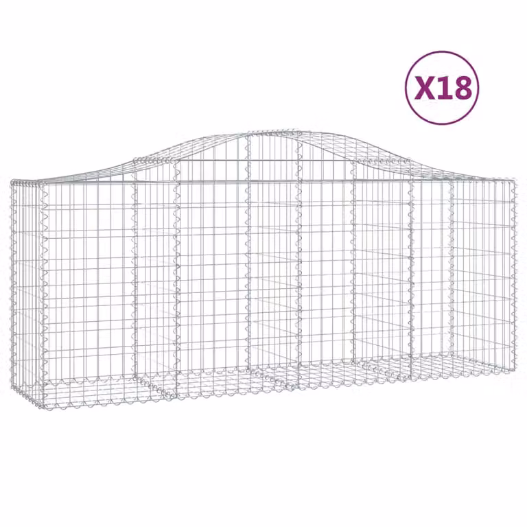 Cesti Gabbioni ad Arco 18 pz 200x50x80/100 cm Ferro Zincato