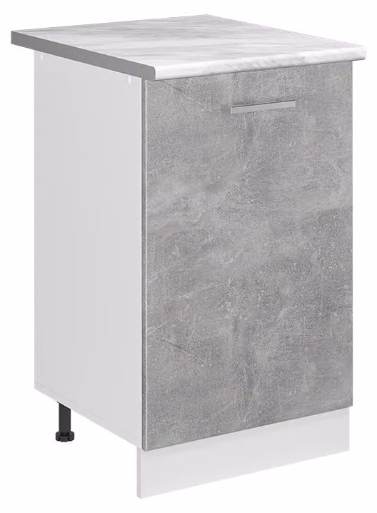 Mobiletto base cucina Vicco R-Line Calcestruzzo/Bianco 50 cm piano di lavoro Marmo, Model 70082