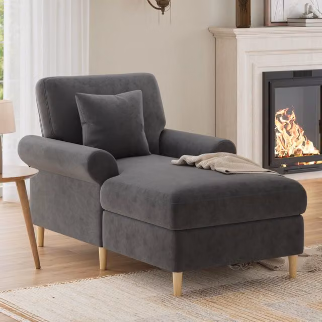 Poltrona Relax reclinabile REDOM in velluto grigio, H 90 x L 133 x P 87 cm