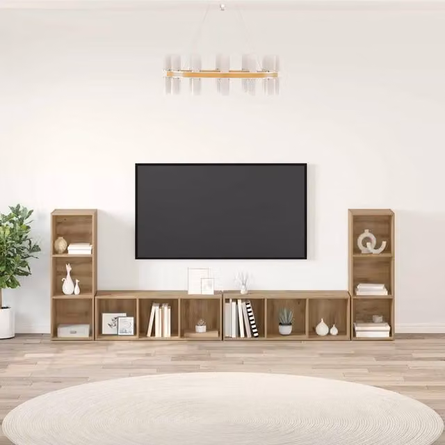Set di 4 credenze per TV moderne vidaXL in legno rovere marrone L/P/H: 37 x 35 x 107,5 cm – 1