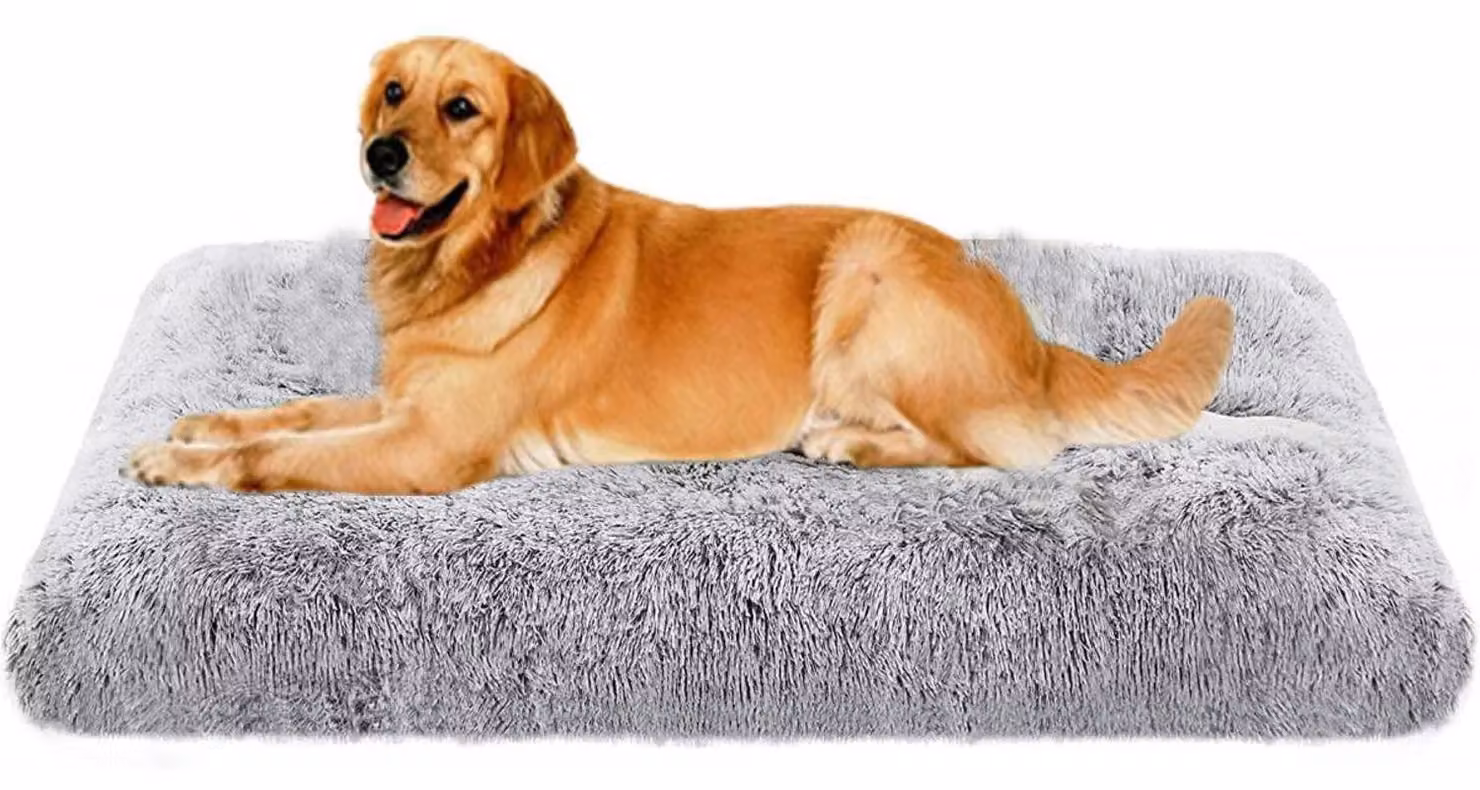 Cuccia per cani morbida e soffice, in peluche, grigia, dimensioni 94x63 cm