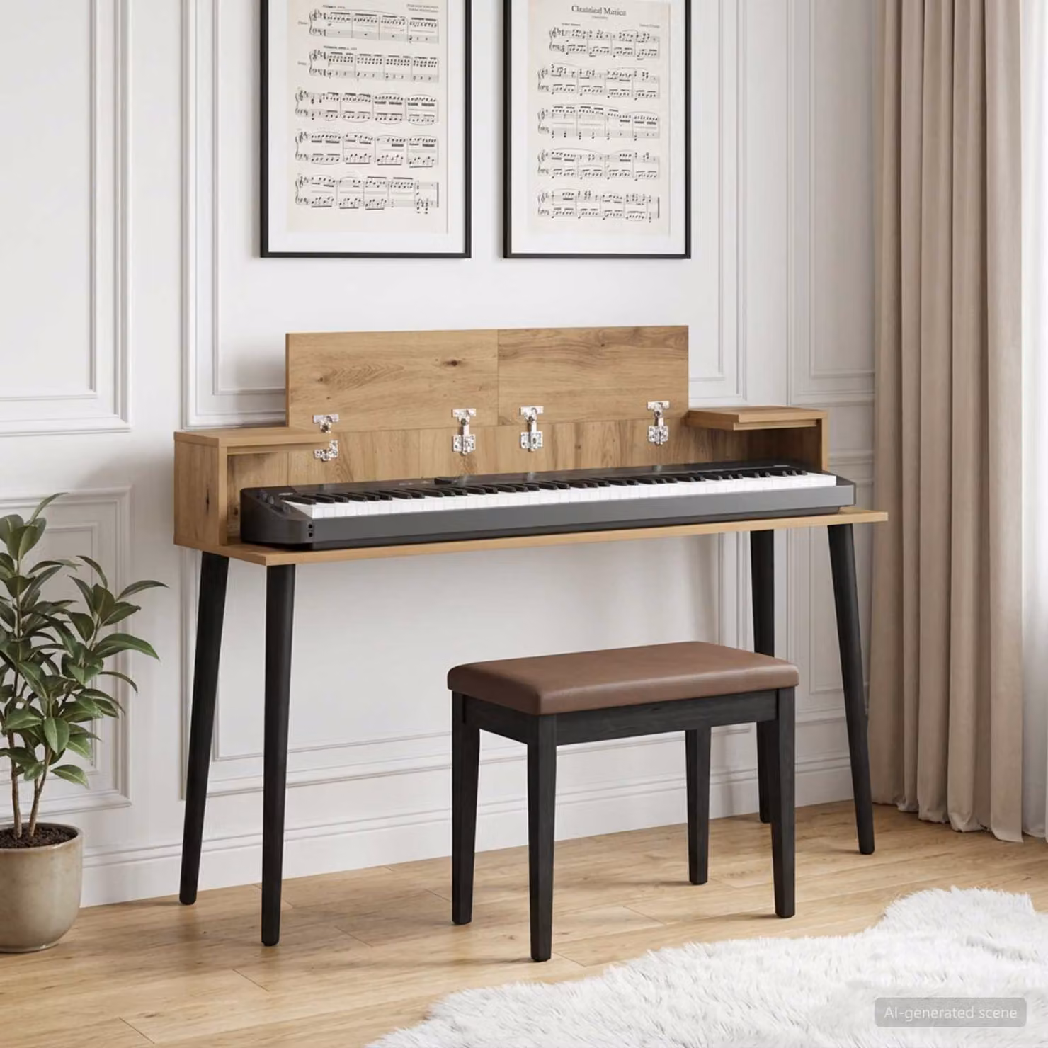Scrivania da studio moderna vidaXL in rovere marrone L: 130 cm, P: 36 cm, H: 19,5 cm