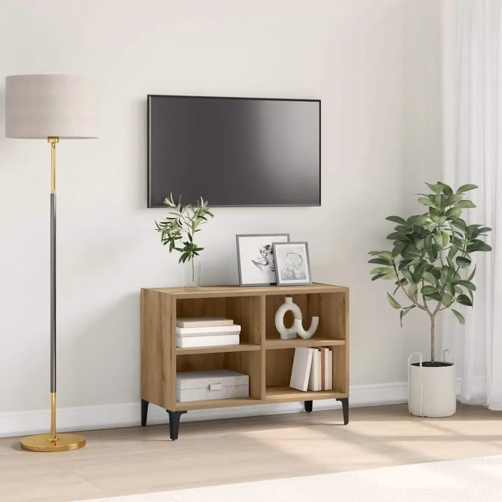 Set mobile TV vidaXL in legno MDF marrone stile rustico con scomparti multimediali