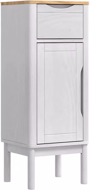 Mobiletto da bagno moderno per riporre oggetti in casa 35 x 30 x 90 cm in legno massello di pino bianco 02_0058950