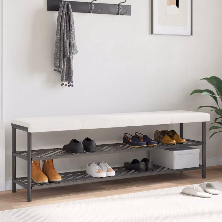 Set di 4 cuscini per panchina vidaXL in tessuto Sherpa beige e bianco, Profondità: 35 cm