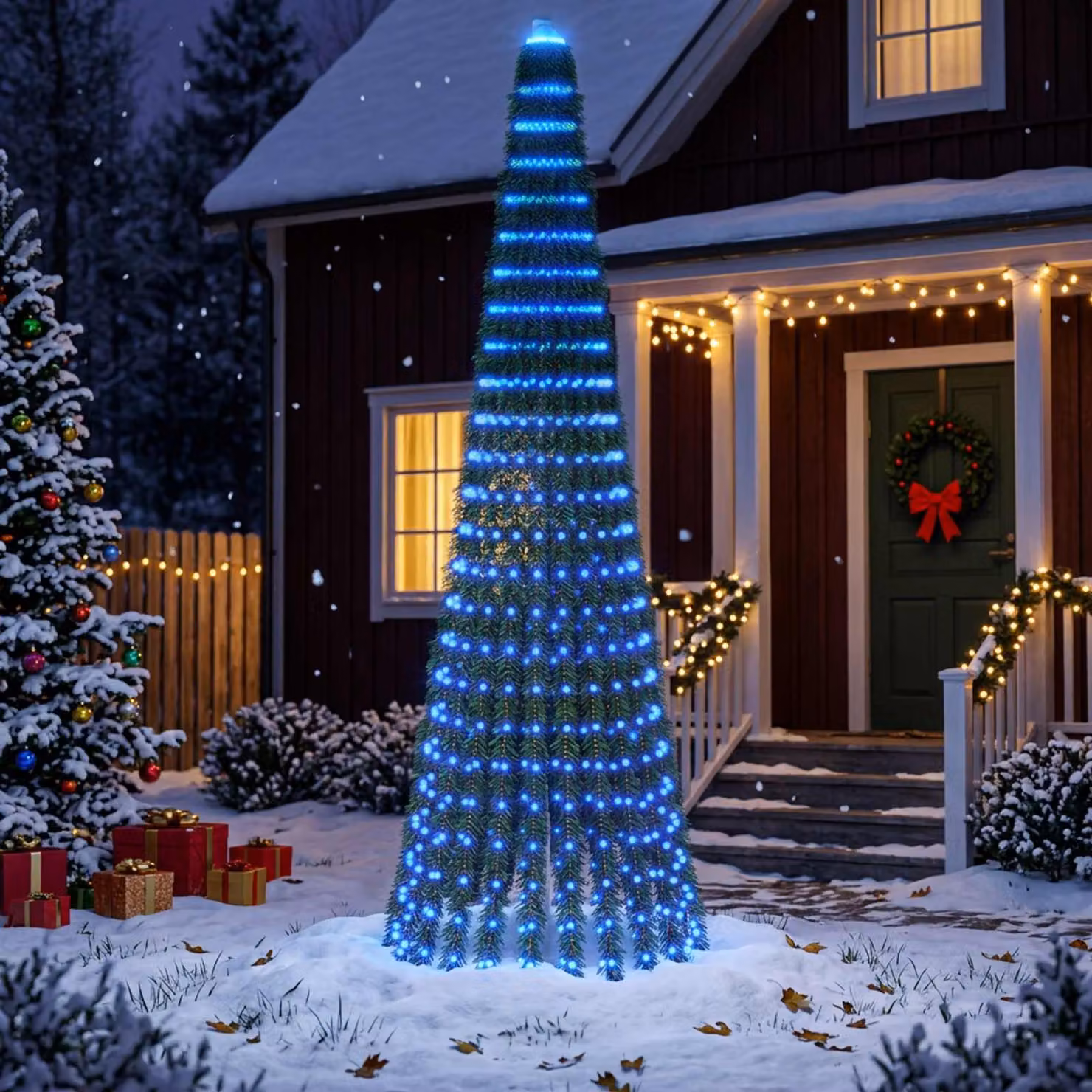 vidaXL Albero di Natale LED 270 cm 648 LED Blu Acciaio Verde