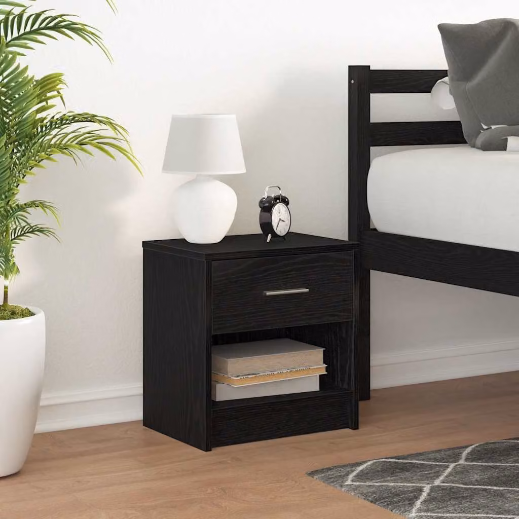 Comodino sospeso vidaXL con cassetto, moderno, nero e marrone, L 39 cm x P 28 cm x H 41 cm