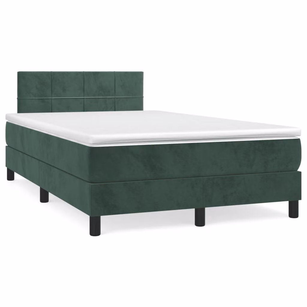 Maison Exclusive - Letto a Molle con Materasso e LED Verde Scuro 120x190cm Velluto