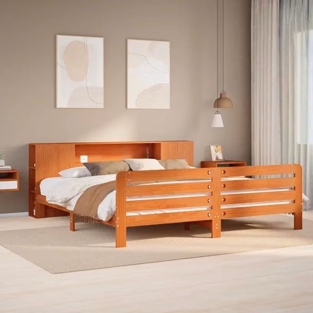 Giroletto senza Materasso Marrone Cera 180x200 cm Legno di Pino 3309889