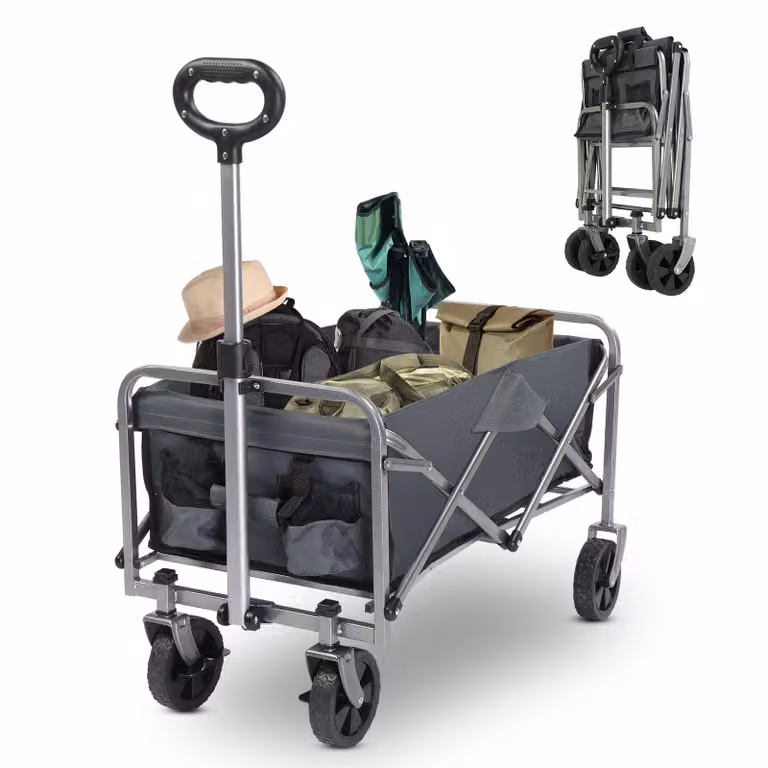 ALIGHTUP, carrello pieghevole, carrello portante pieghevole, ruote girevoli a 360°, capacità di carico fino a 100 kg, colore grigio, dimensioni 74,5 x 43,5 x 85 cm