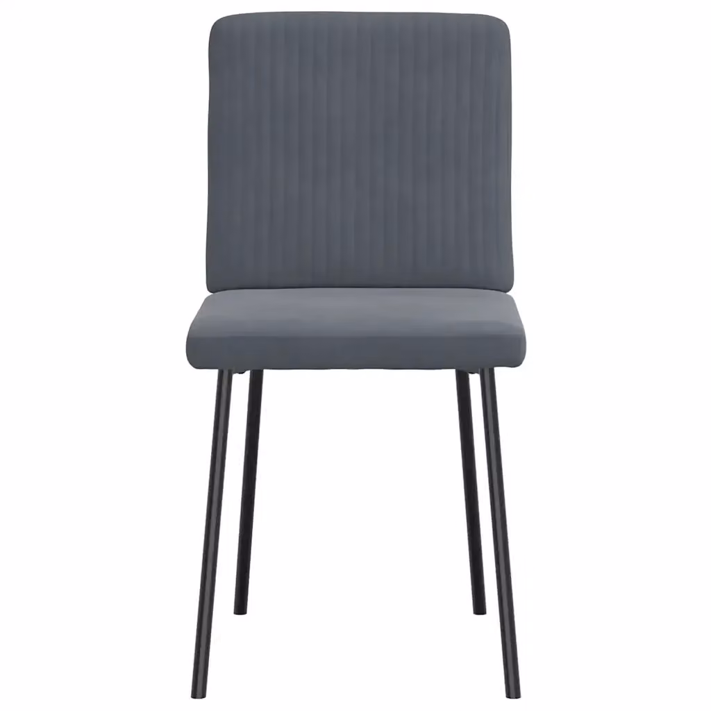 Set di 4 sedie da pranzo vidaXL in velluto grigio con struttura in metallo e legno per soggiorno e sala da pranzo – 2