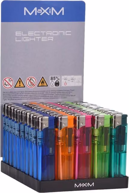 Set 1000 Accendini Elettrici Ricaricabili 8,2x2,2,1 cm con Regolatore di Fiamma Vari Colori