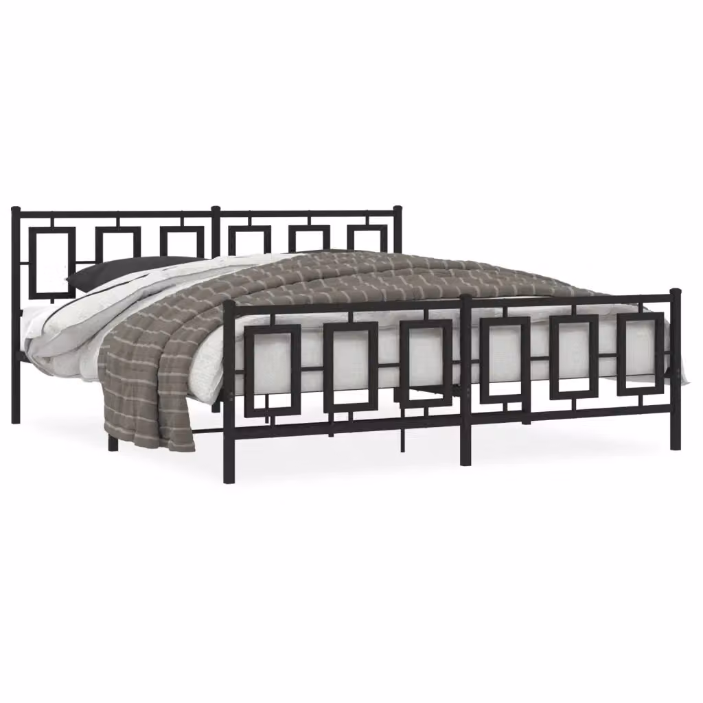 Giroletto vidaXL con testiera e pediera in metallo nero L/P/H: 187 x 91 x 219 cm – 2