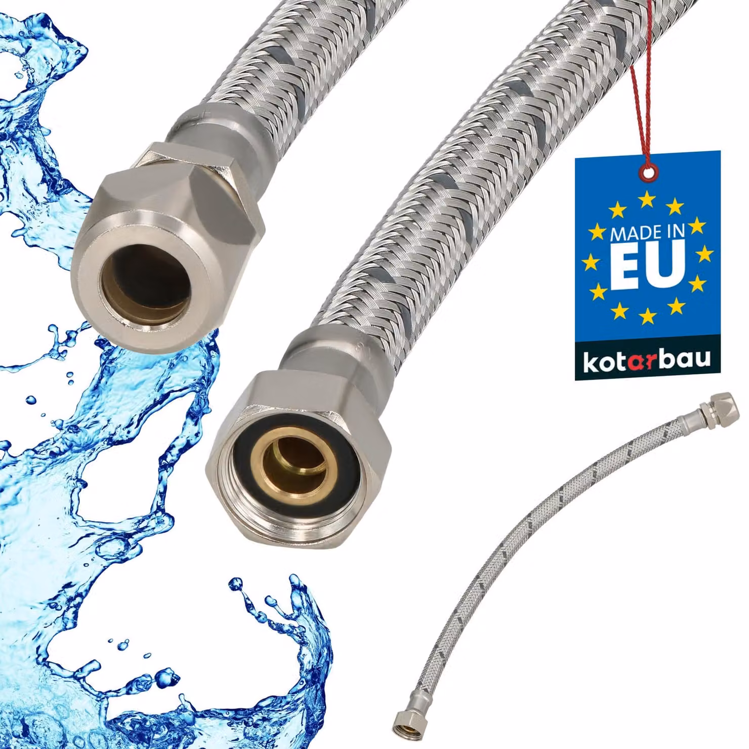 KOTARBAU® Tubo Flessibile per Rubinetto 3/8“ x 3/8“ Tubo di Raccordo 40 cm Dado Girevole x Raccordo a Pressare Acciaio Inox