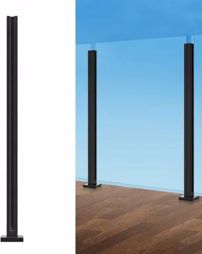 Morsetto per Vetro VEVOR in Acciaio Inossidabile 304 Nero per Balcone, Giardino e Scale, Altezza: 105 cm, Spessore: 10 mm-12 mm