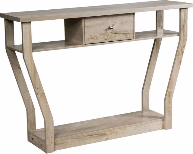Consolle multifunzione con cassetto e 3 ripiani per ingresso, salotto o ufficio, Grigio, L 120 x P 30 x H 81 cm – 1
