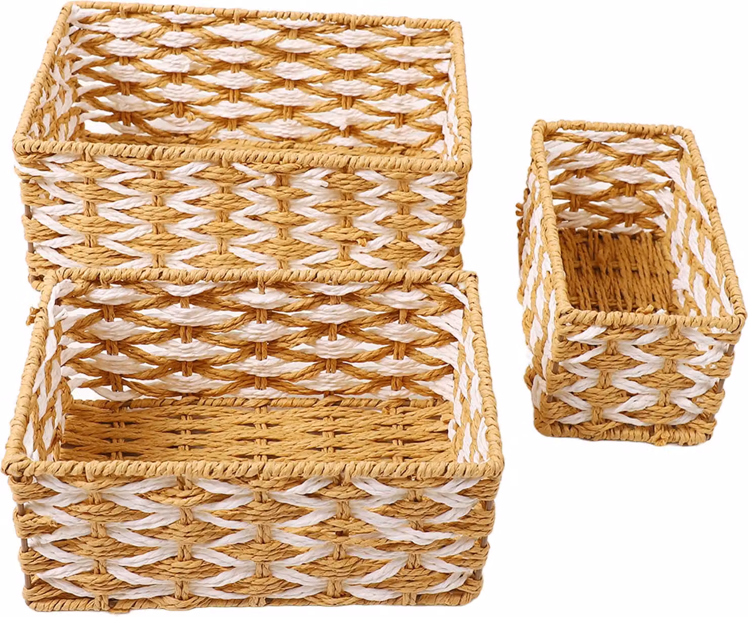 3pcs cestini intrecciati a mano multiuso minimalista contenitore decorativo set per snack camera da letto scaffali organizzare