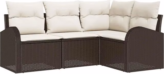Set Divano da Giardino | Set Salotto da Giardino Marrone polyrattan