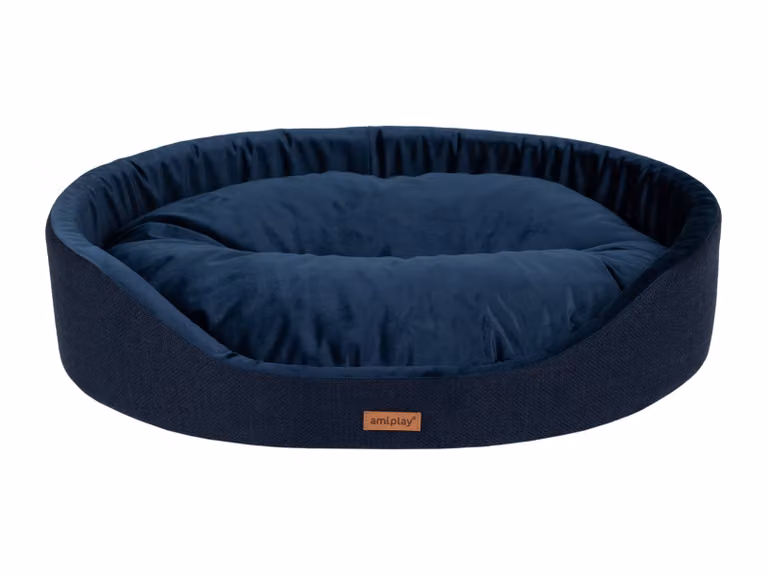 Letto per cani ovale SIDNEY blu taglia S, M, L, XL, XXL Taglia: XXL - 86x76x17,5 cm