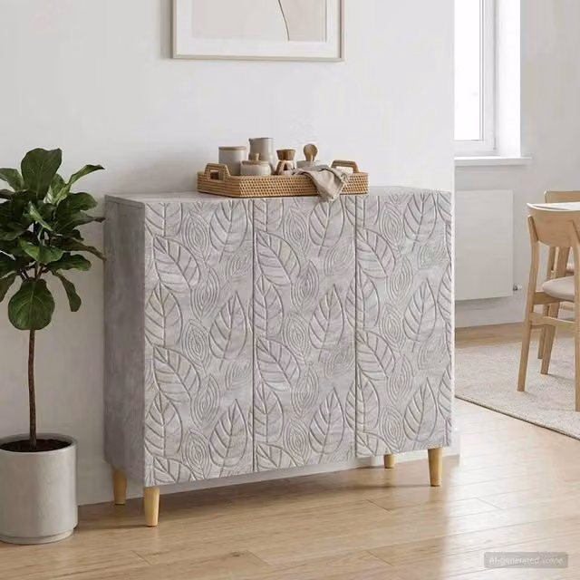 Credenza moderna vidaXL in legno e MDF, colore grigio e marrone, L 89 cm x P 34,5 cm x H 80 cm