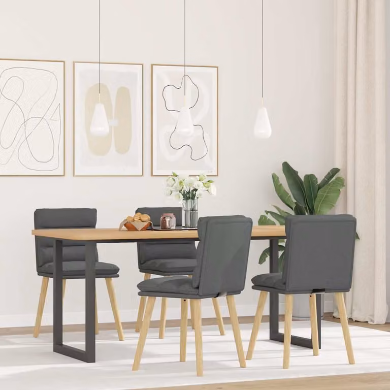 Set di 4 sedie da pranzo vidaXL in tessuto grigio con struttura in legno e metallo per cucina e soggiorno