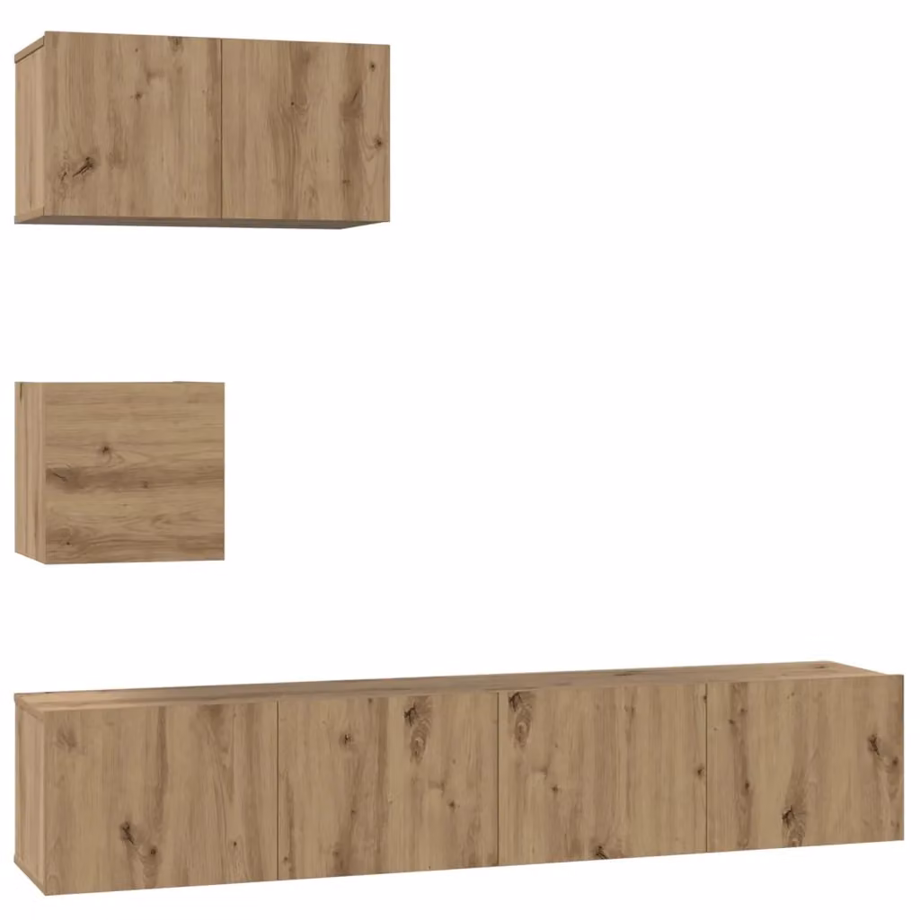 Set di mobili TV moderno vidaXL in legno ingegnerizzato color rovere marrone per soggiorno – 2