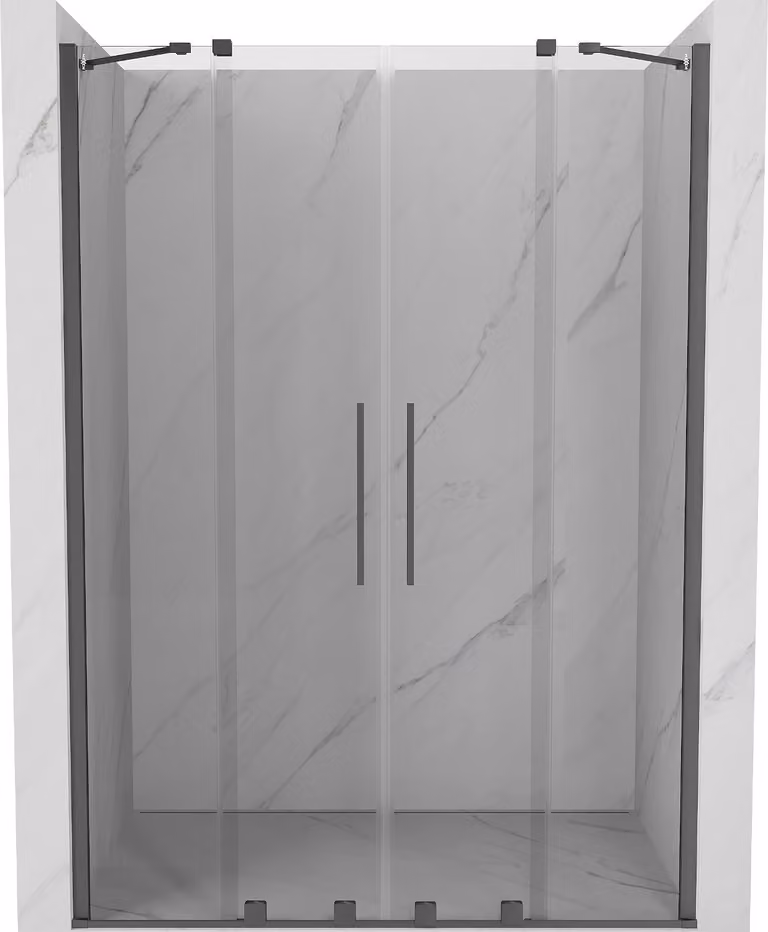 Mexen Velar Duo porta doccia scorrevole 140 cm, trasparente, metallo pistola - 871-140-000-02-95