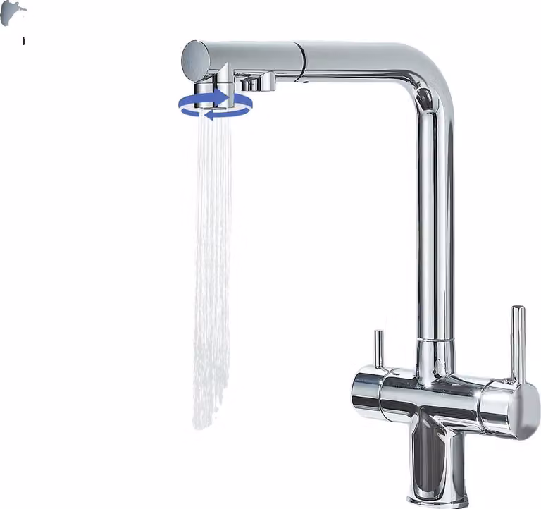 Rubinetto da cucina, doppia maniglia, acqua calda e fredda, cromo