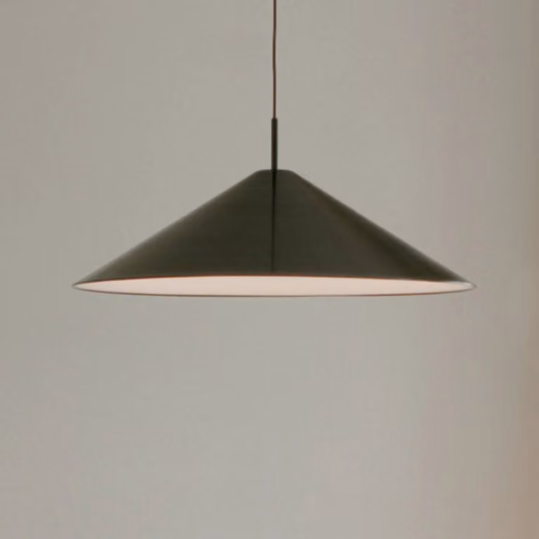New Works Lampada LED a sospensione Brolly, Ø 70 cm, nero, alluminio dimmerabile, Nero, Soggiorno / Sala da pranzo, Alluminio, Design