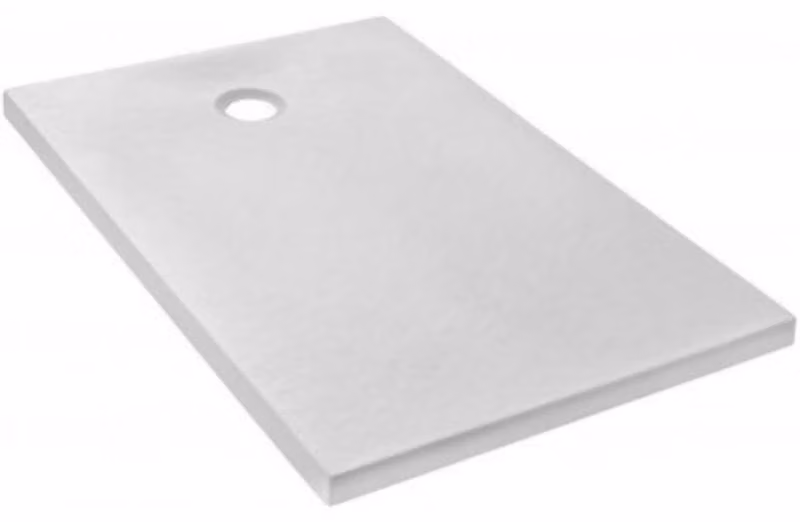 Doccia rettangolare bianca, 160x80 cm, in acrilico, con superficie antiscivolo
