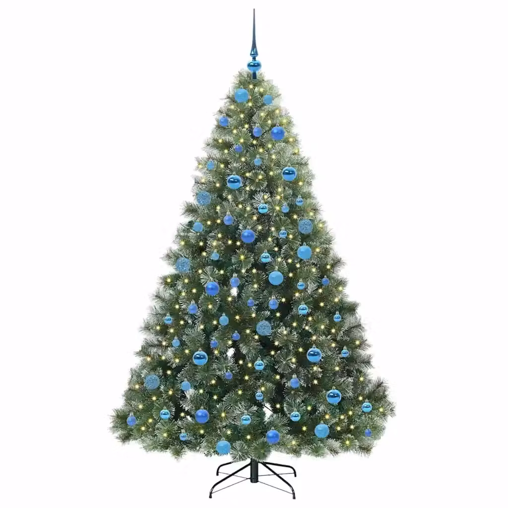 Albero di Natale artificiale moderno vidaXL verde con 300 LED luce bianca calda in PE e PVC, Altezza: 180 cm – 2