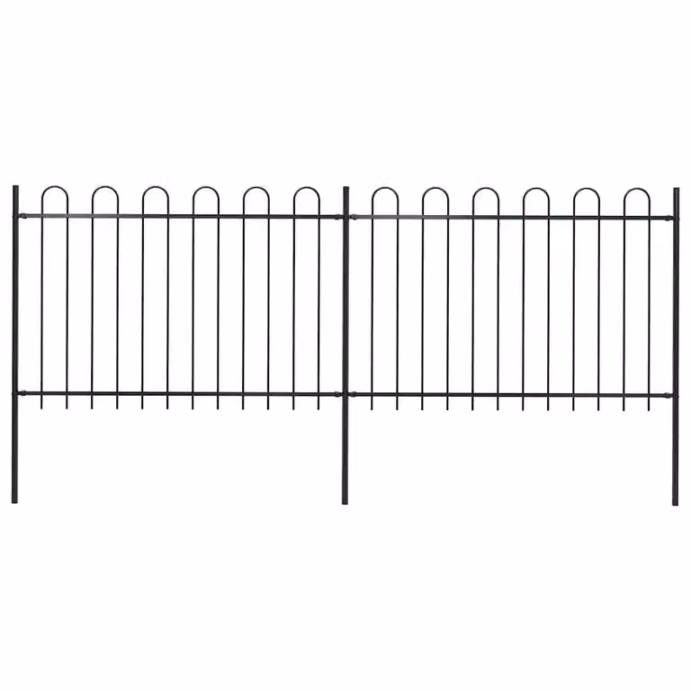 Recinzione da giardino vidaXL in acciaio con parte superiore ad anello, colore nero, L: 337 cm, H: 120 cm