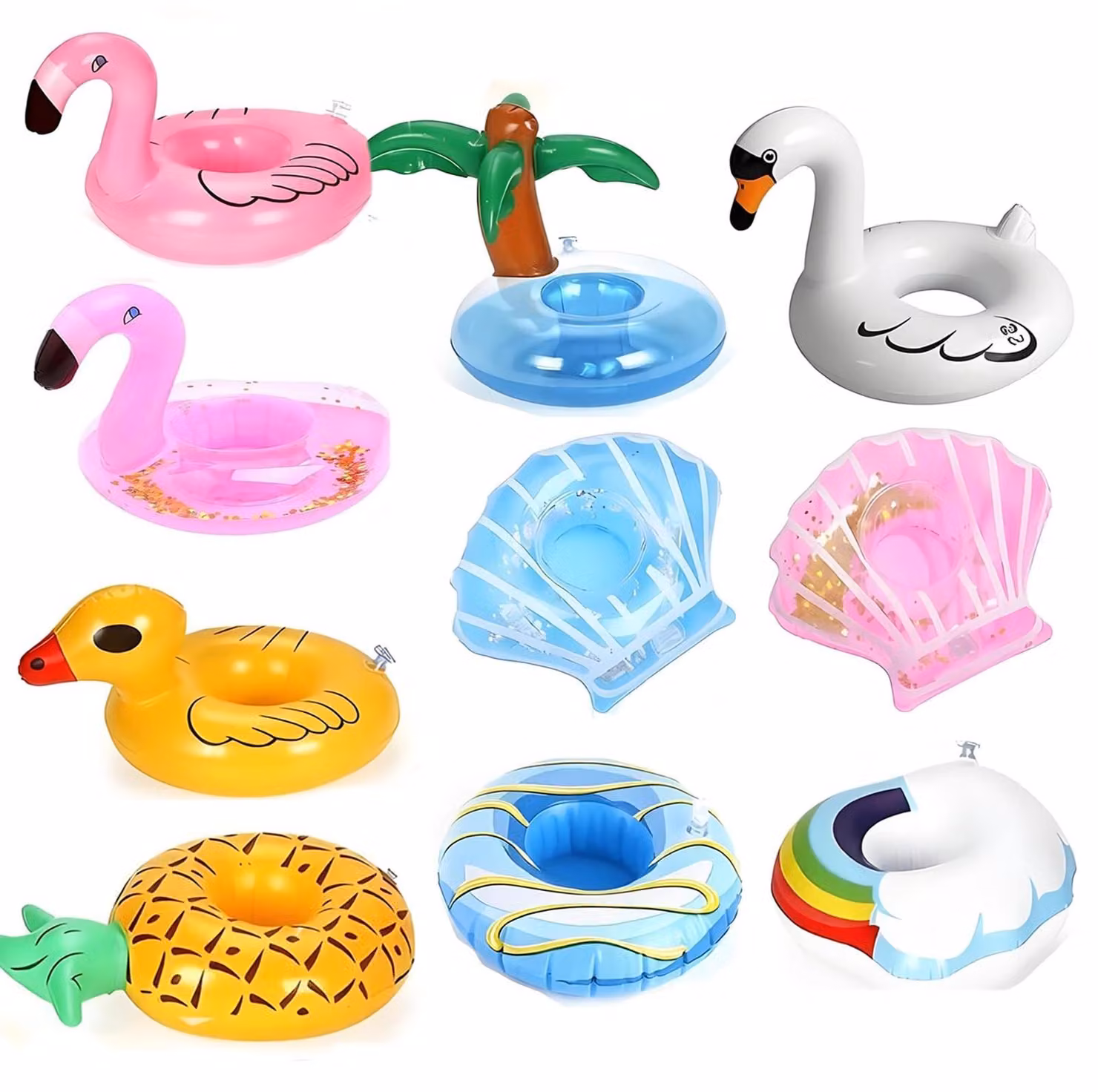 Set di 10 portabicchieri gonfiabili per la piscina