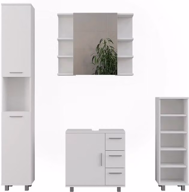 Set di mobili da bagno Ilias Bianco 4 pezzi Vicco