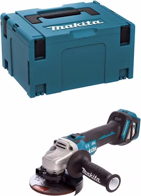 Mini-Smerigliatrice Makita DGA513ZJ con sistema di contenimento MAKPAC 3