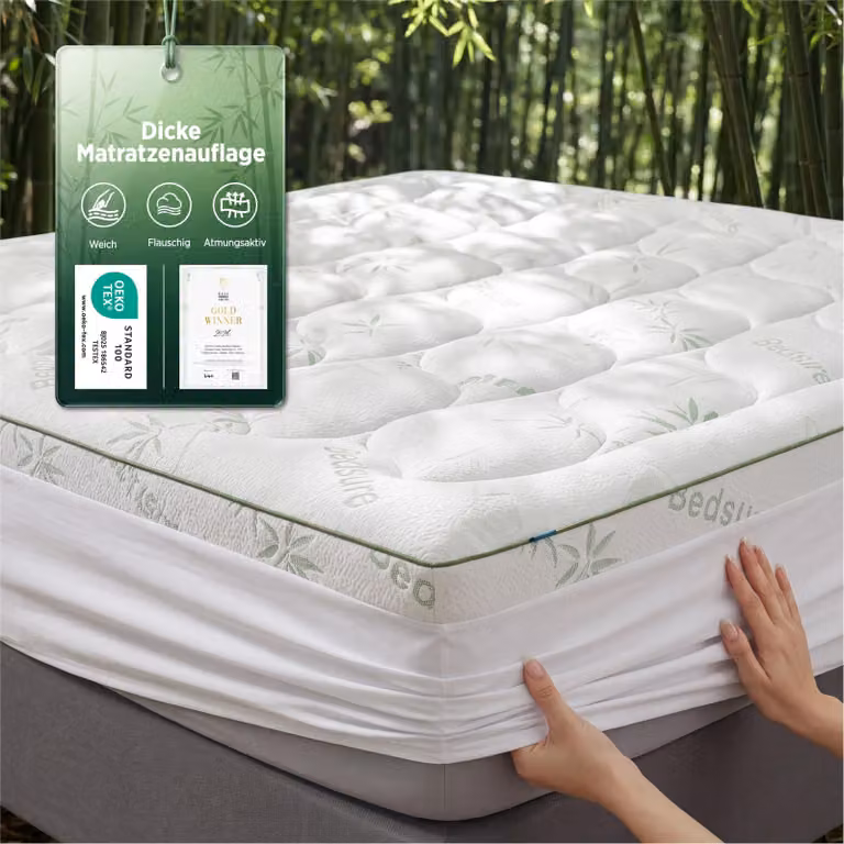 Topper per materasso, dimensioni 180x200 cm – traspirante, antiscivolo, fino a 40 cm di altezza