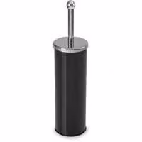 Scopino da bagno con manico in legno, nero, 29 x 32 x 42 cm